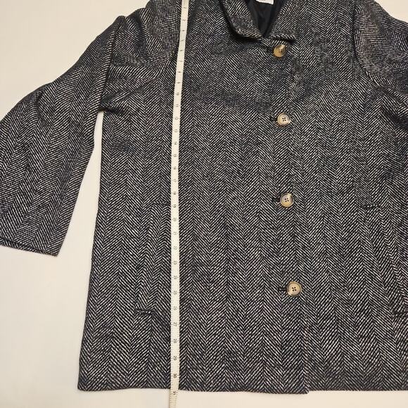Old Navy Size XL Blue Herringbone Car Coat Jacket 3‎ Buttons Pockets Wool Blend - Picture 5 of 8